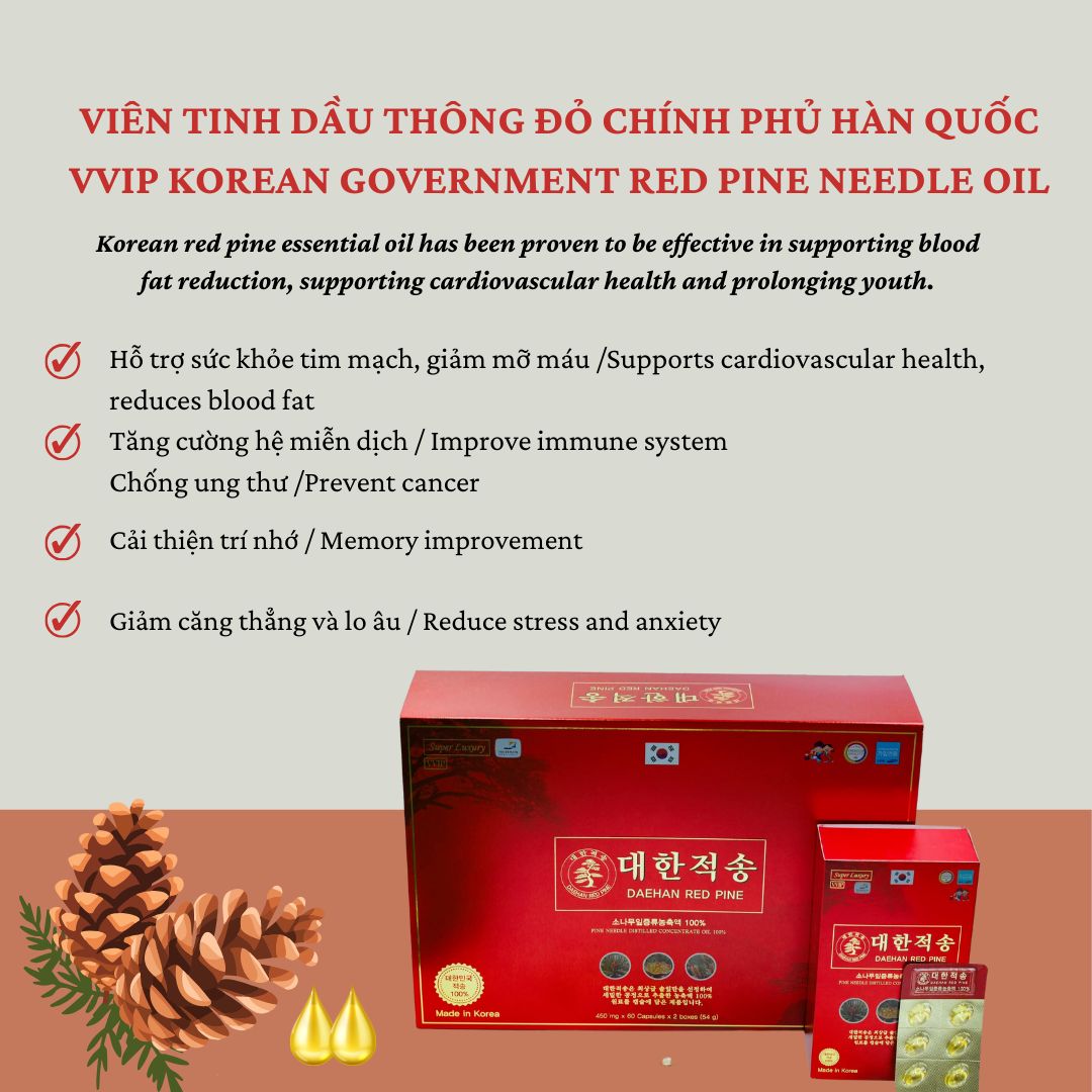 Tinh dầu thông đỏ chính phủ Hàn Quốc VVIP (Red pine essential oil Korean government)