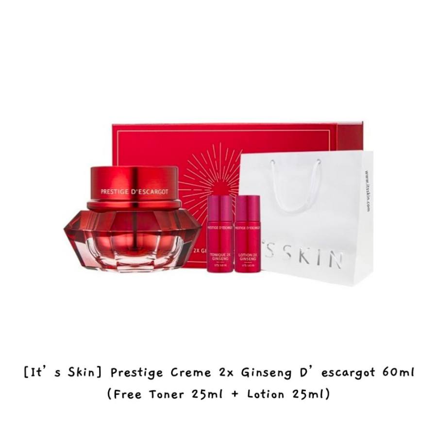 KEM ỐC SÊN NHÂN SÂM- PRESTIGE CRÉME 2X GINSENG D'ESCARGOT SET (60ml ) Tặng Toner và Lotion( 25ml + 25ml)