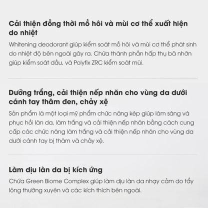 khử mùi hôi nach & dưỡng trắng